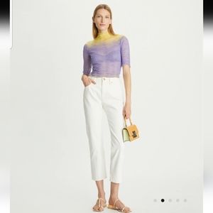 NWOT - Tory Burch High Rise White Denim Cropped Jeans